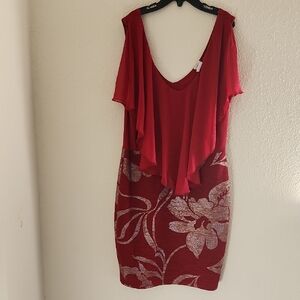 Elegant Red Floral Dress